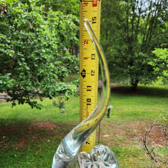 Rare Vintage Swedish? Murano? Art Glass Bird With Long Curved Tail - Clear Cryst - Picture 2 of 5